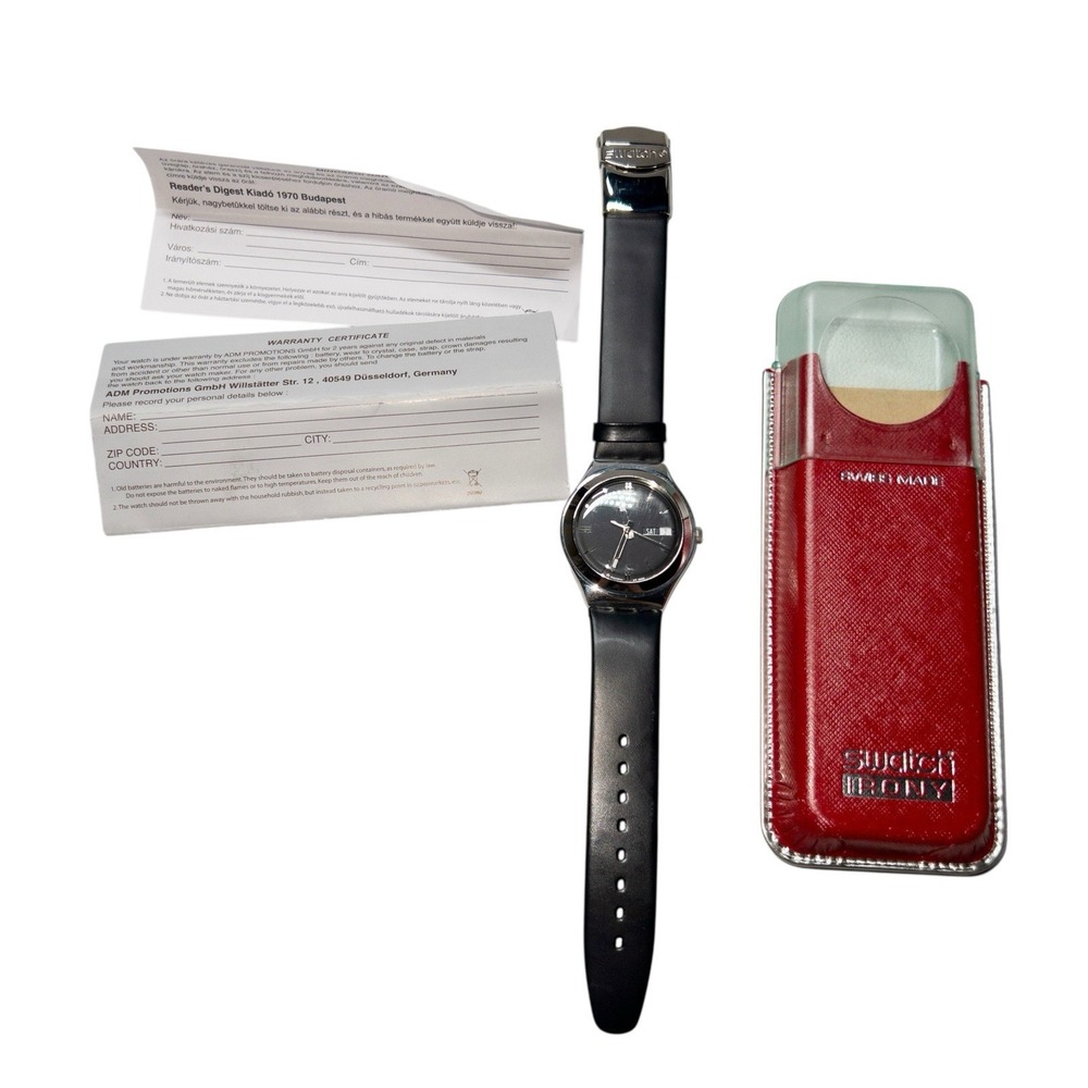 SWATCH Watch Blackguard Irony 1999 Swiss Made With Box Small Crystal Wear‎